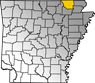 Map showing Randolph County location within the state of Arkansas